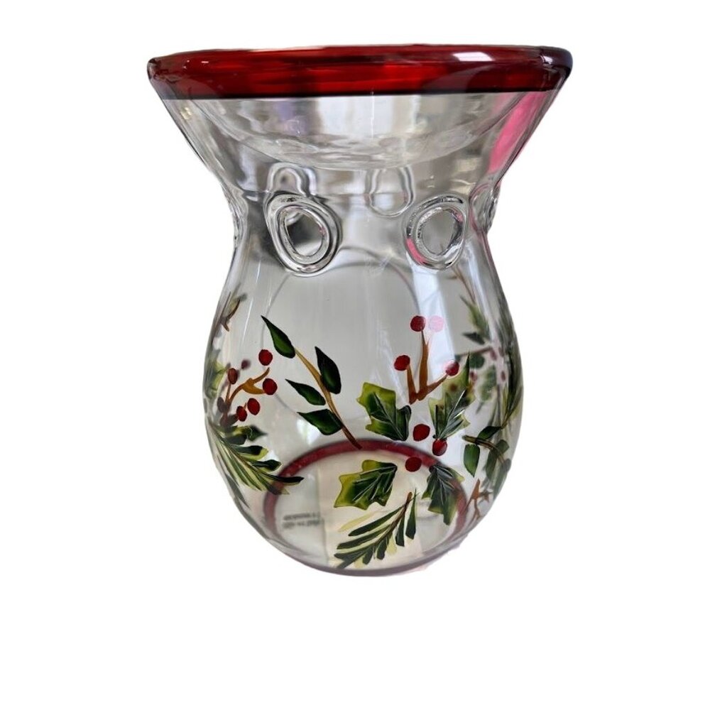 Yankee Candle Hand-Painted Holiday-Themed Glass Candle Holder